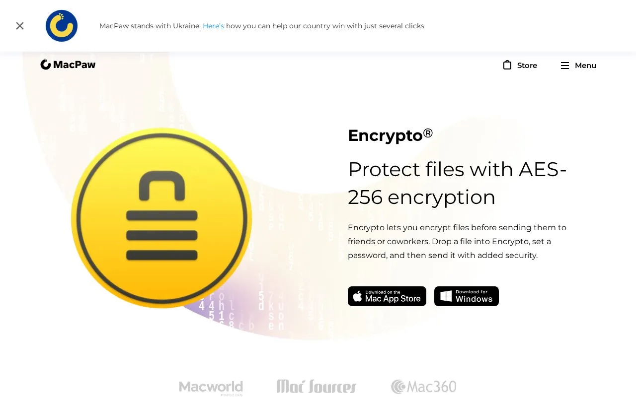 Encrypto homepage screenshot