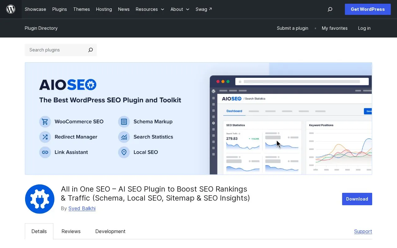 All in One SEO homepage screenshot