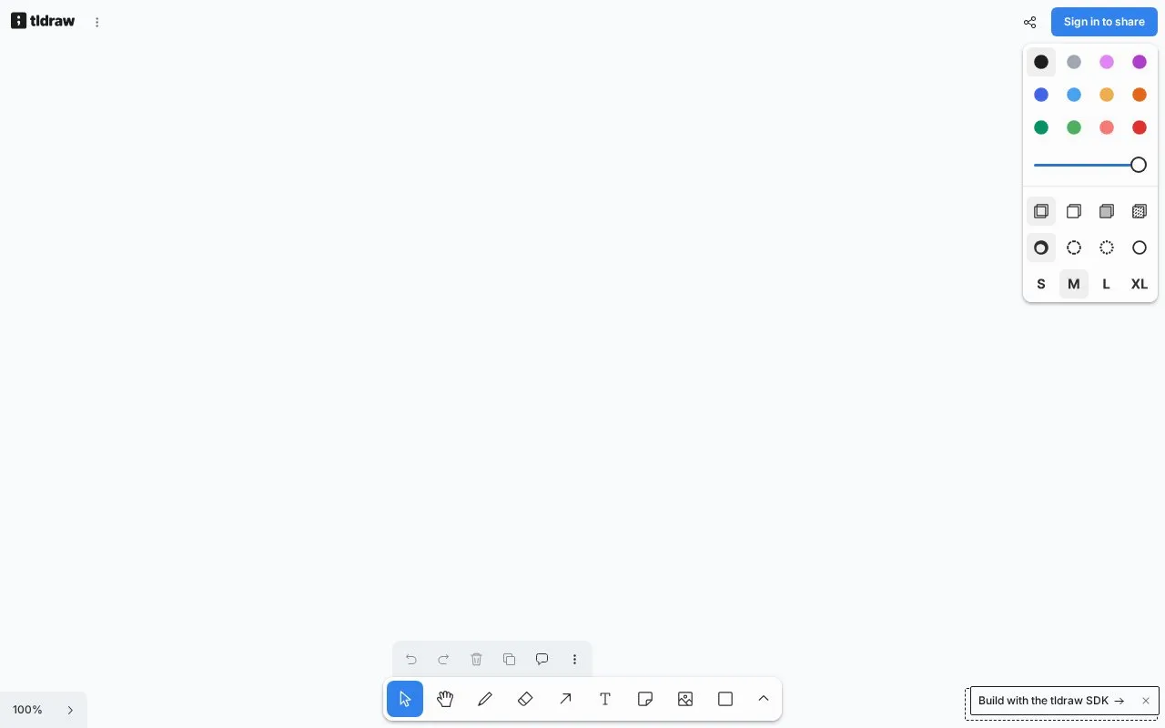 tldraw Whiteboard homepage screenshot