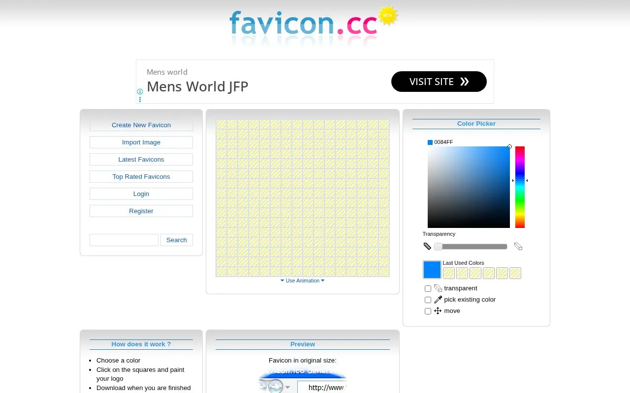 favicon.cc homepage screenshot