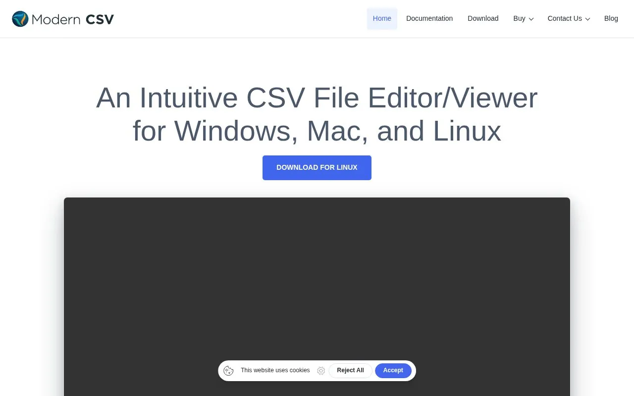 Modern CSV homepage screenshot