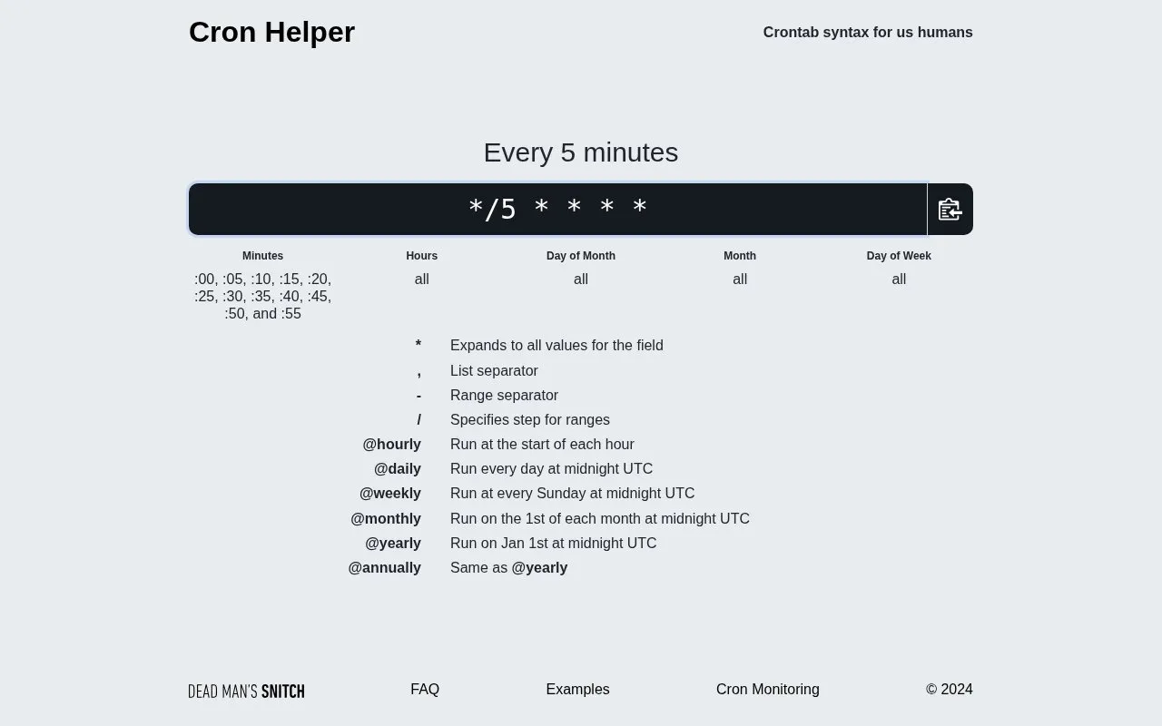 Cron Helper homepage screenshot