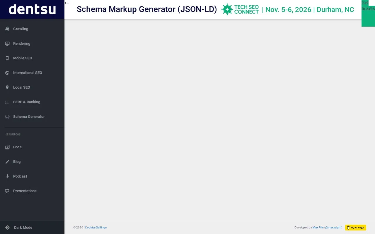 TechnicalSEO Schema Markup Generator homepage screenshot
