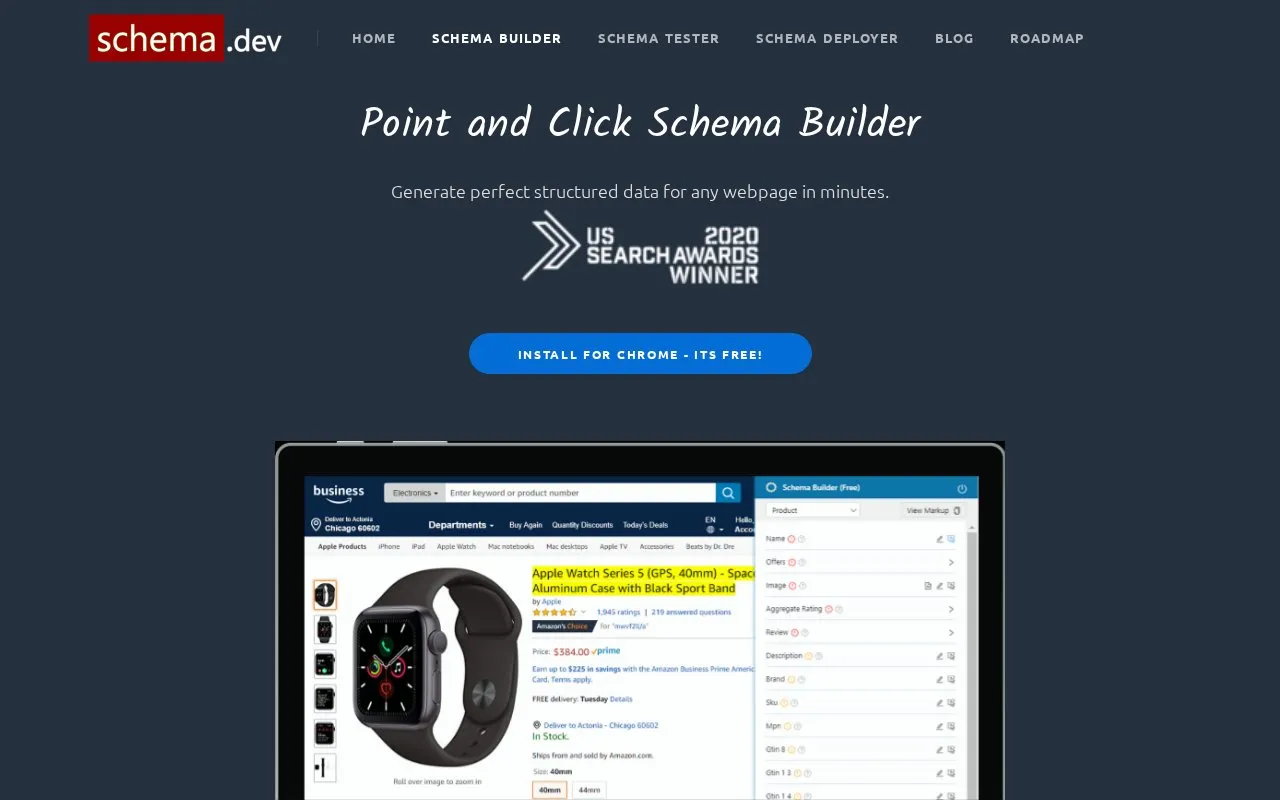 Schema.dev Builder homepage screenshot