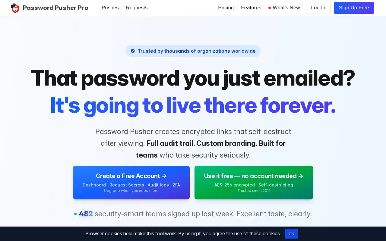 Password Pusher homepage screenshot